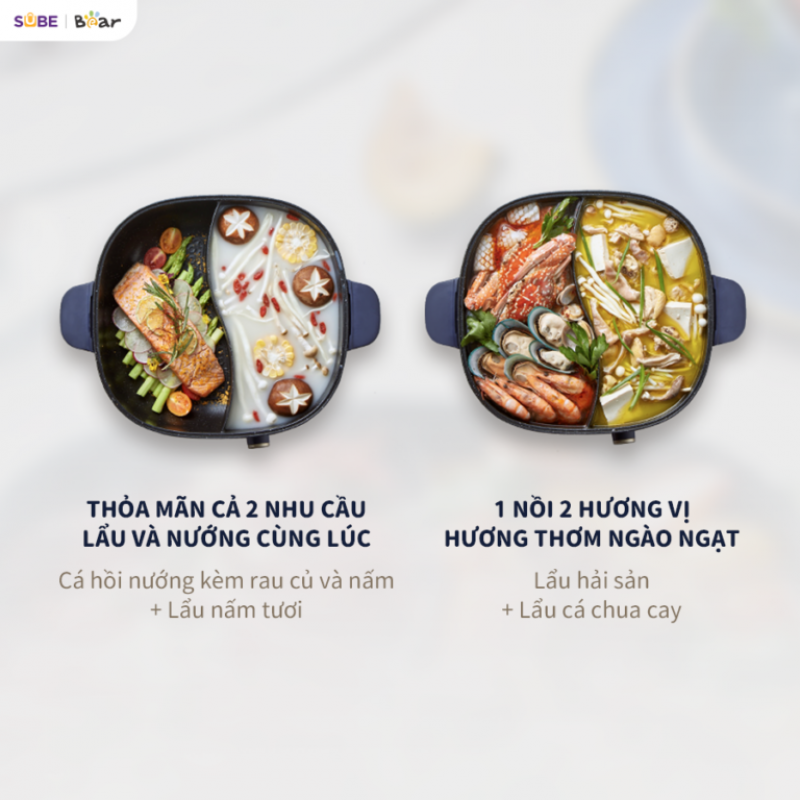 [SALE 20/10] Nồi lẩu 2 ngăn Bear 6L SB-NL60U